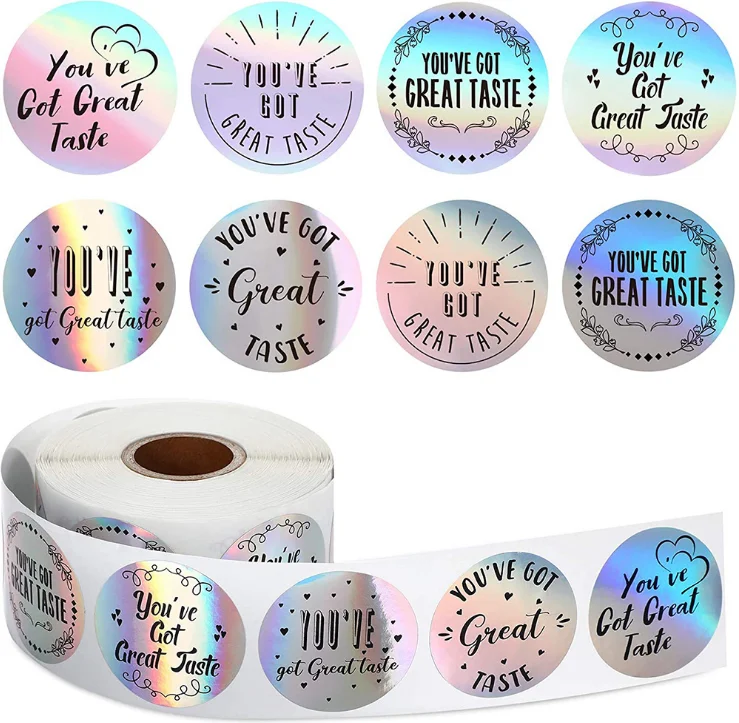 Wholesale 1.5 inch Round  thank you holographic self adhesive sticker paper
