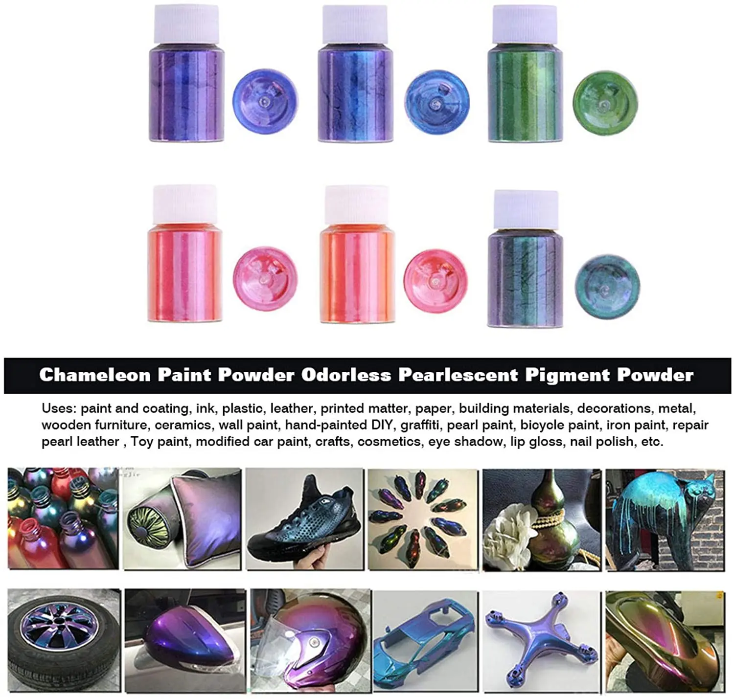 Nail Art Makeup Chameleon Pigment Angle Change Pearlescent Powder Epoxy Slime Car DIY Spray Paint Color Change