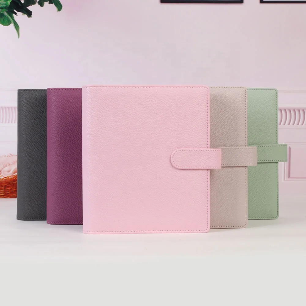 Hongbo Best Selling 21-Color Embossed Pebble Leather A5 Agenda Planner Budget Ring Binder Loose-leaf Paper Diary as Xmas Gift