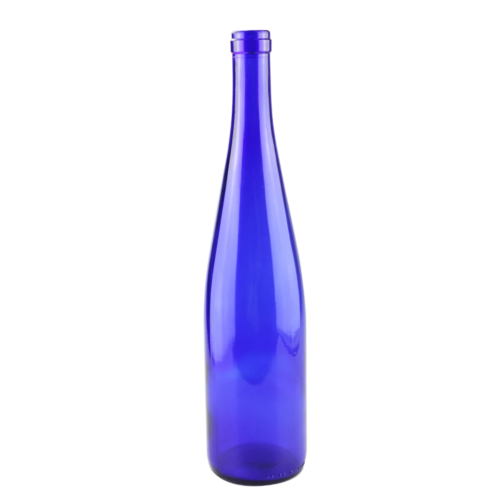 Custom Shape Made Blue Wine Glass Bottle Water Glass Blue Bottle for Drinking Liquor