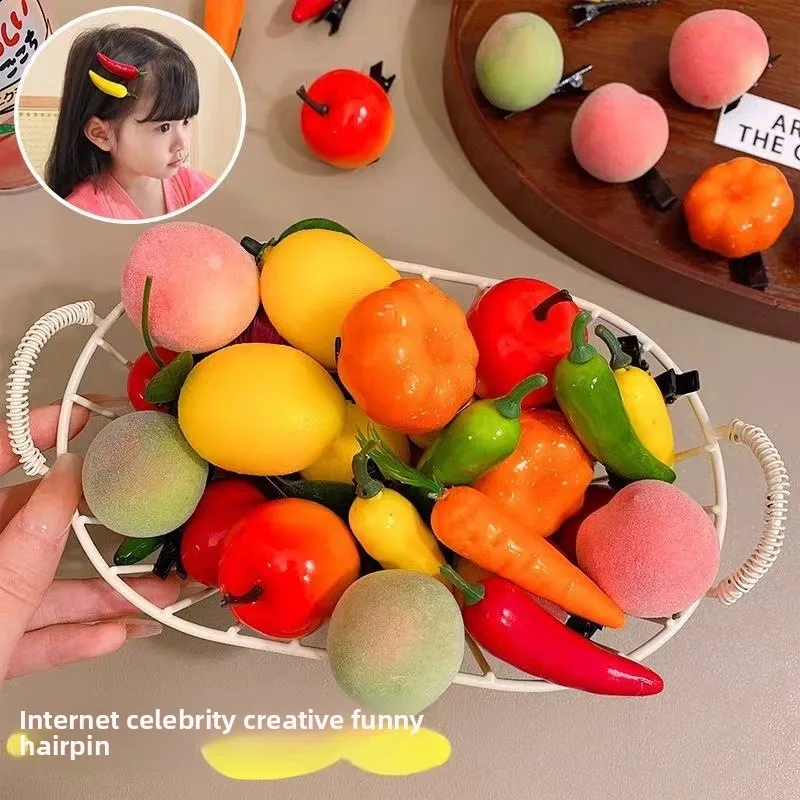 Шпильки для волос с мультяшными фруктами
