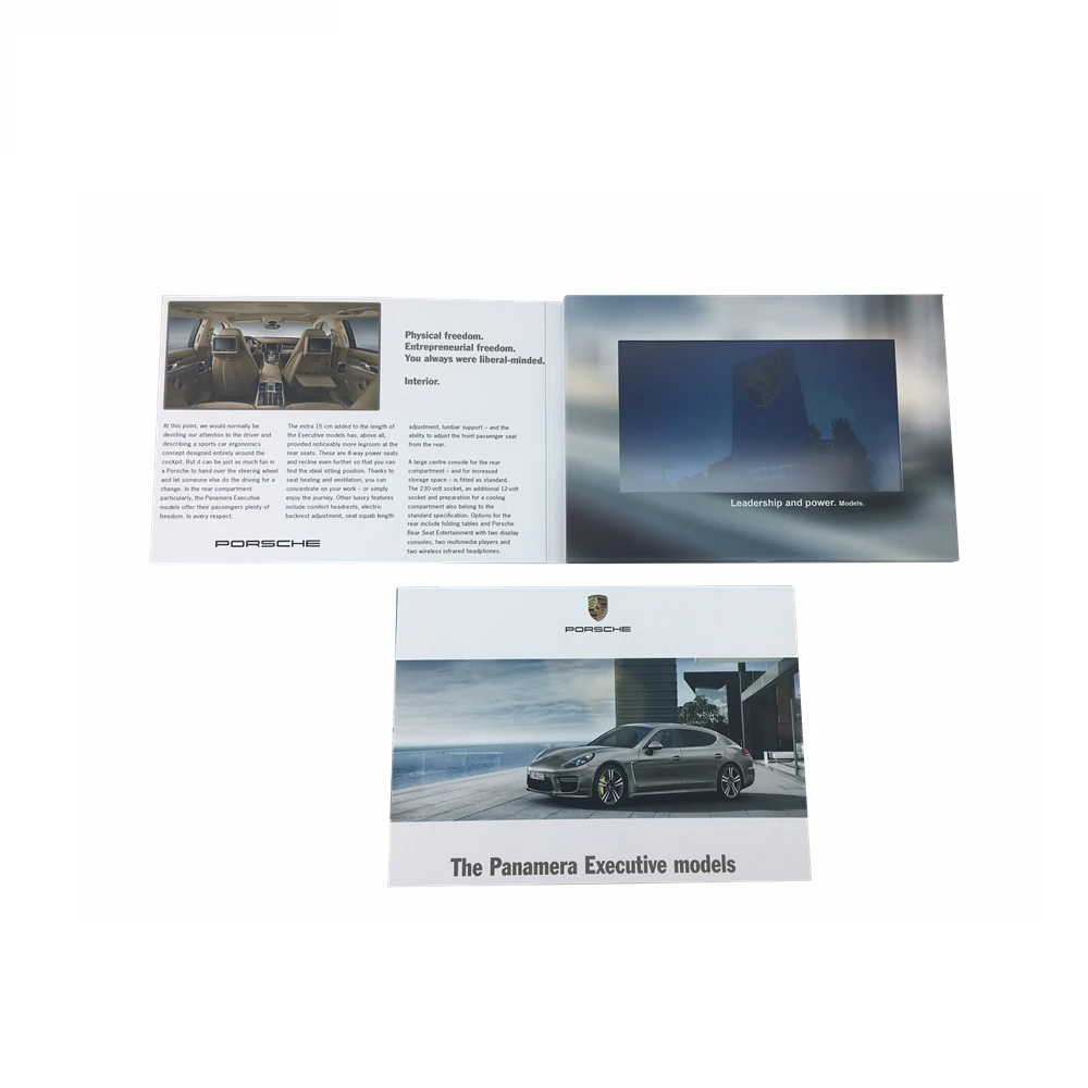 Popular 7 inch  video card A5 lcd screen display card  gifts digital video paper card with custom design