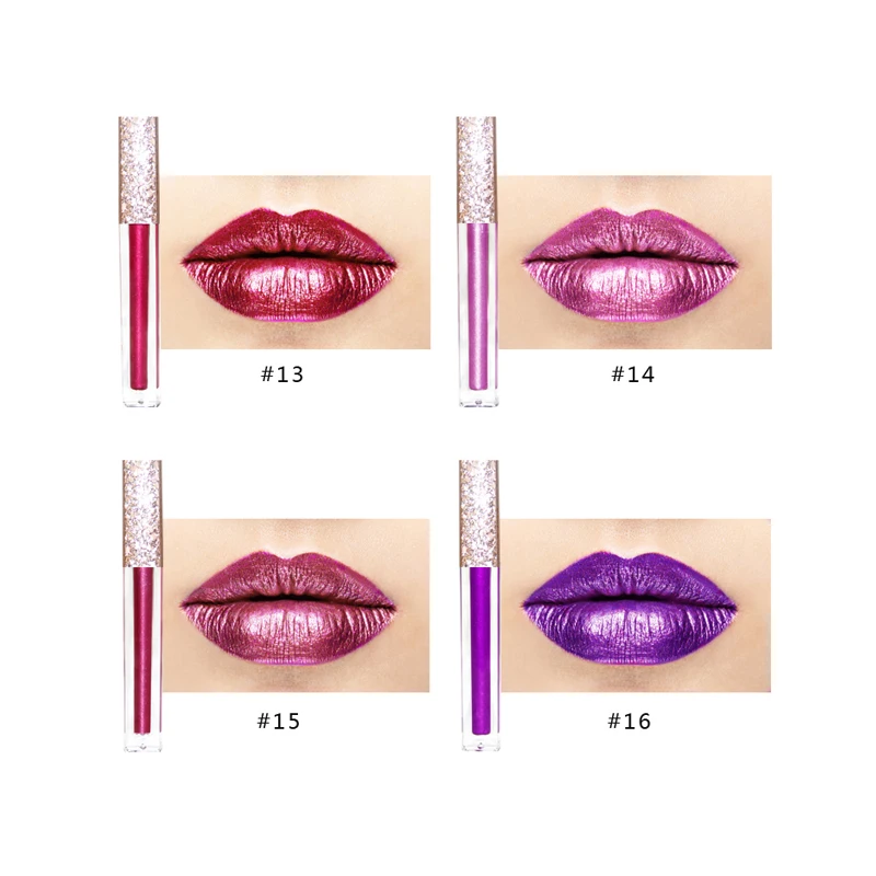 Hot Sale Diamond Glitter Lip Gloss Sip Lips Shiny Stars Waterproof Liquid Lipstick 17 Colors Lip Glaze