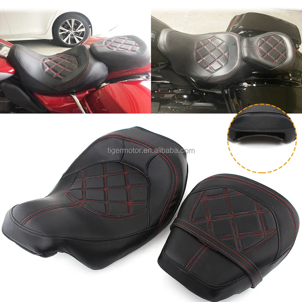 Motorcycle Front Rear Driver Passenger Wide Solo Seat For Harley Touring CVO Street Glide Road King Special Classic 2009-2021