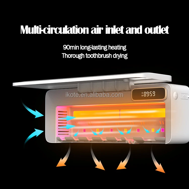 New Arrival Wall-Mounted Toothbrush Storage with UV Air Disinfector Dryer Fan Timing Function