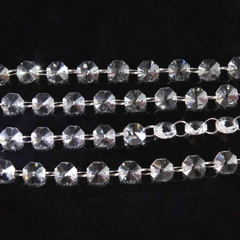 K9 Best Quality 5meter Clear Glass Octagon Beaded Garland For for wedding decoration