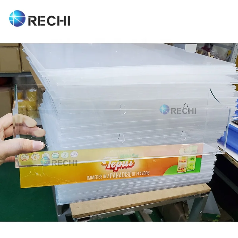 RECHI Acrylic Beverage Bottle Refrigerator Drink Storage Box Container Holder Box With Suction Cup For Cooler Energy Drink Rack