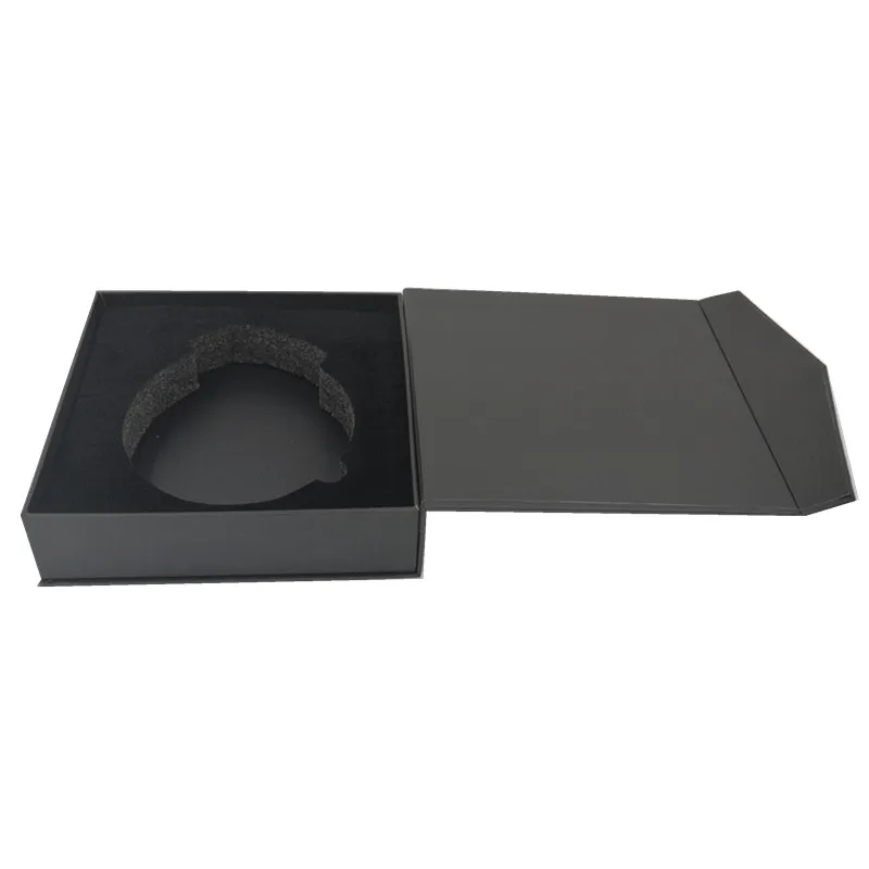 
Custom luxury Black Large Magnet Flat Pack Rigid Cardboard Paper Man Belt Box with Logo 