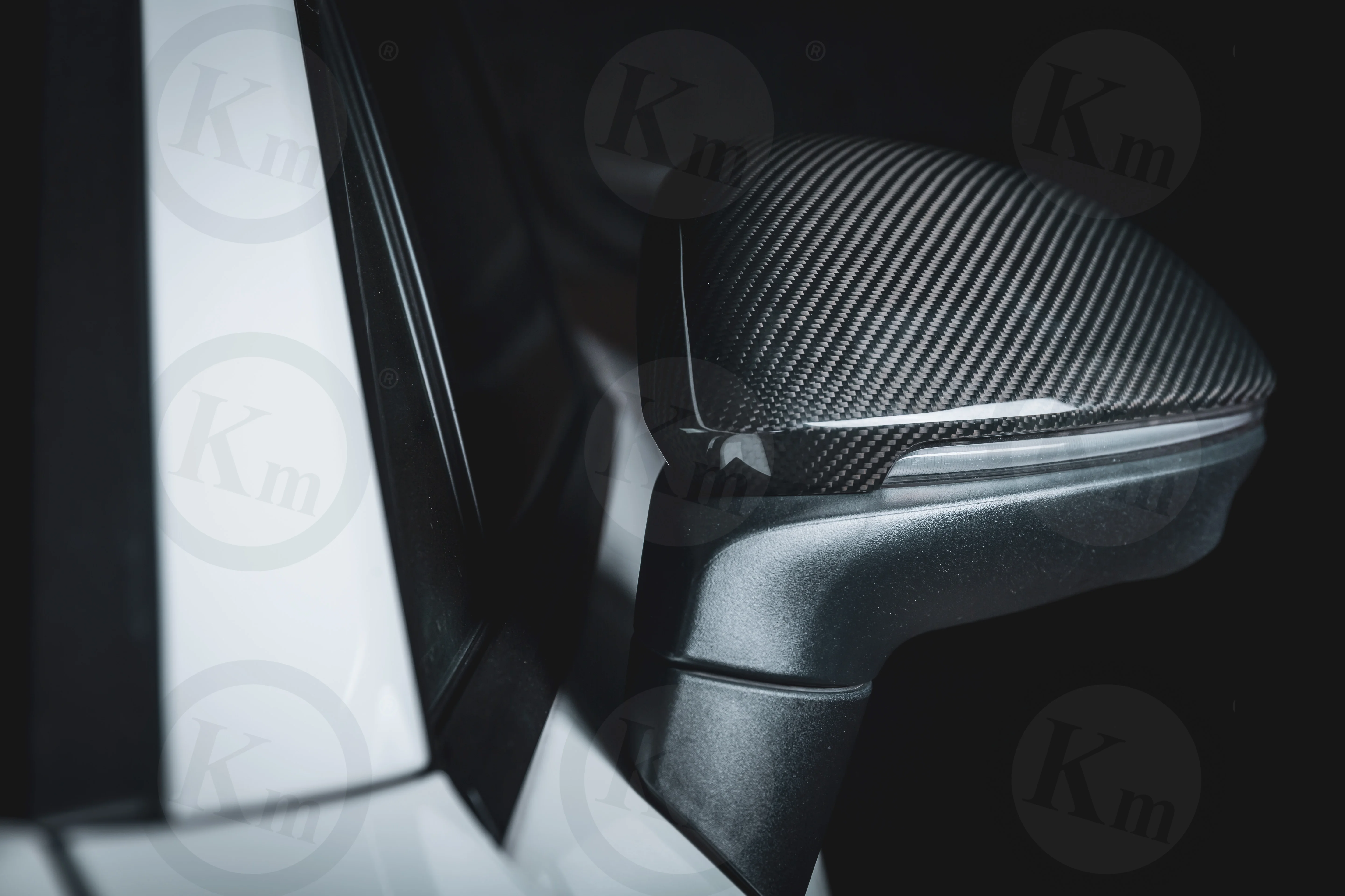 KM  for  Cayenne 9Y0 9YA carbon fiber mirror cover rearview mirror housing paste style 2018-UP mirror case