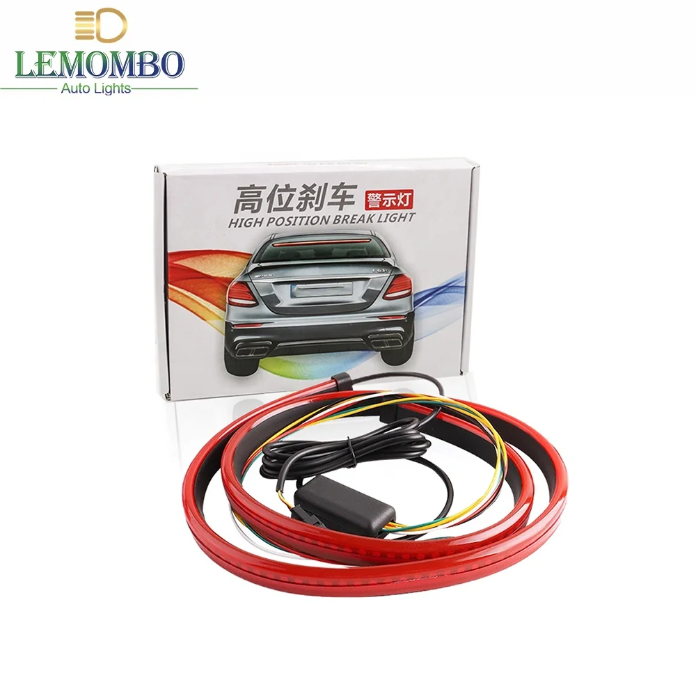 Car Flexible Red Flashing LED Third Brake Light Rear Tail High Mount Stop Lamp Flashing Signal Safety Warning Light strip