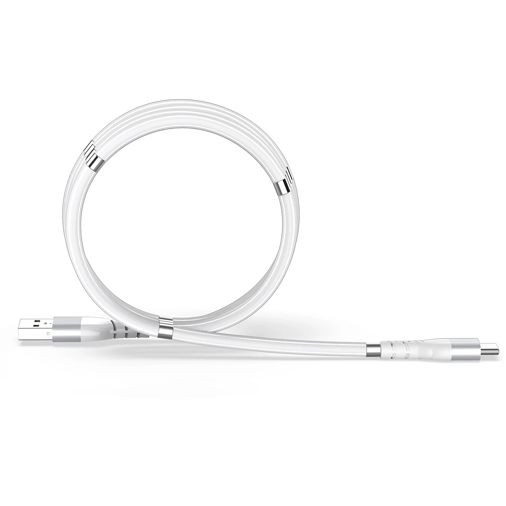 Лидер продаж 2022, самонамотанный Магнитный зарядный кабель для хранения, самонамотанный USB-кабель для передачи данных для Type-C