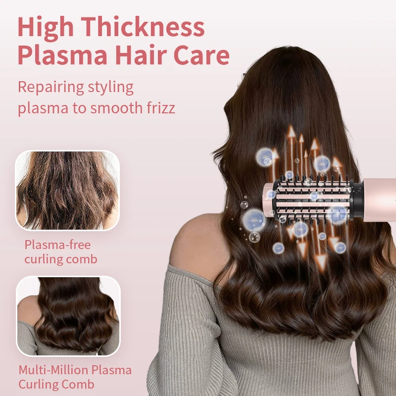 Cordless Rotating Portable Ionic 3-In-1 Hot Air Brush Volumizer Hair Dryer Brush Straightener Comb Blowout Brush