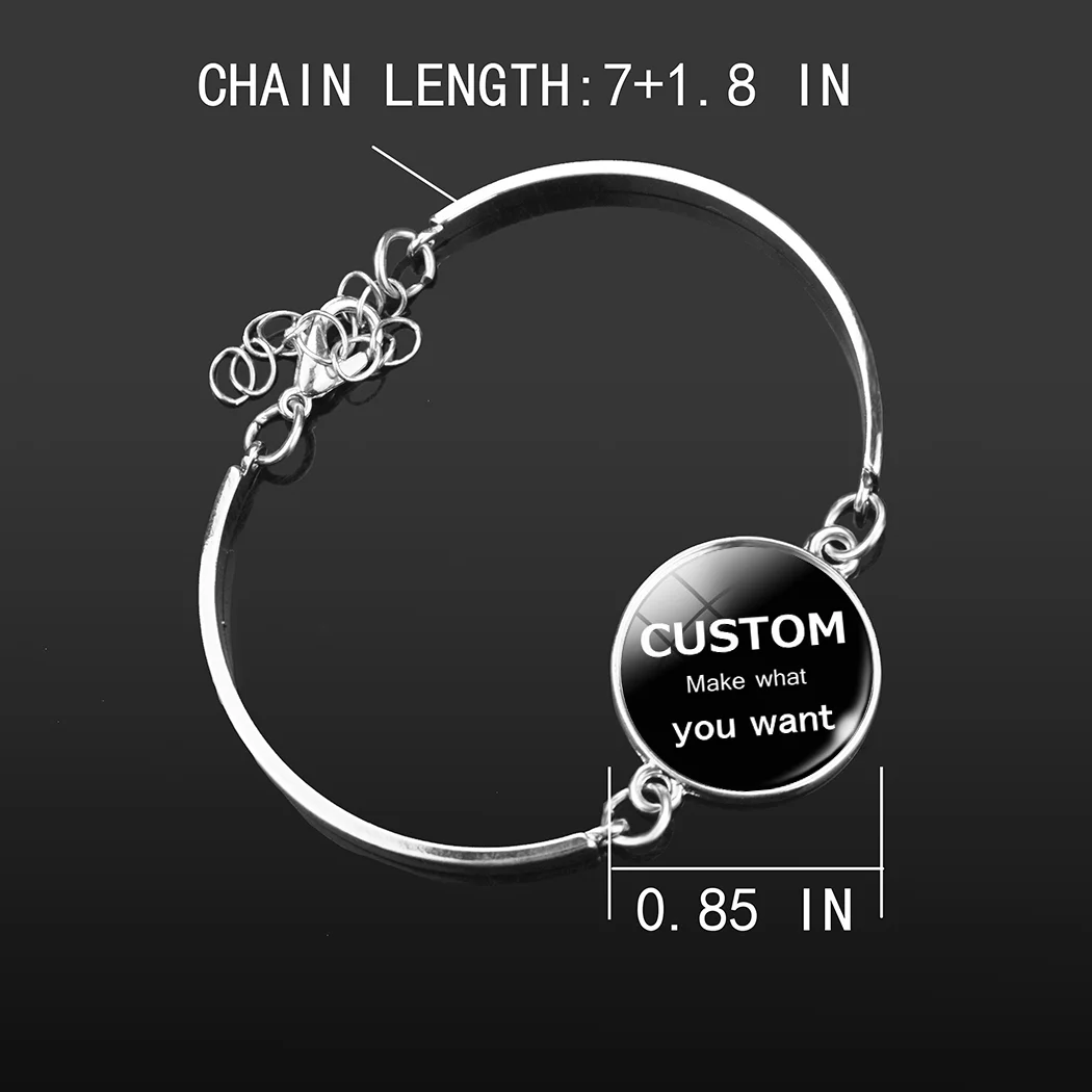 Novel Custom DIY  Personality Photo Bracelet Silver Color Bangle Women Men Fashion Customized Jewelry For Kids Birthday Gift