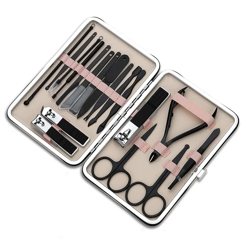 18pcs professional stainless manicure set manicure kit pedicure set for nail salon and family use