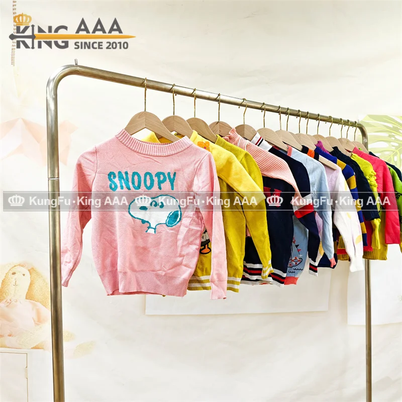 2024 Wholesale Price Winter Sweater Baby Cotton Knitted Sweater Bales Second Hand Clothing Kids Winter Wear Casual Children