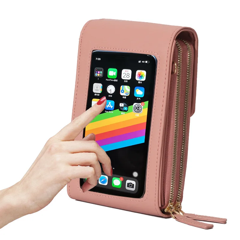 girls fashion shoulder messenger cellphone bags leather cellphone purse sling women touch screen cell phone bag forever Young