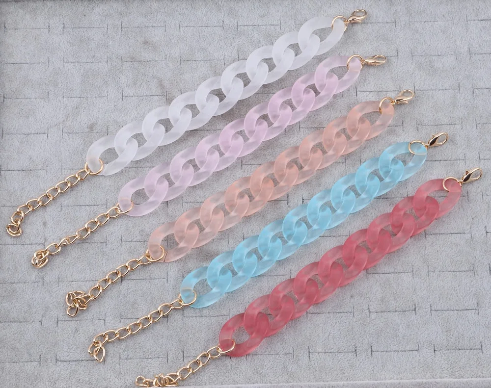 Frosted Acrylic Link Chain Bracelets For Women Men Matte Plastic Curb Chain Bracelets Bangles Fashion Acrylic Jewelry Wholesale