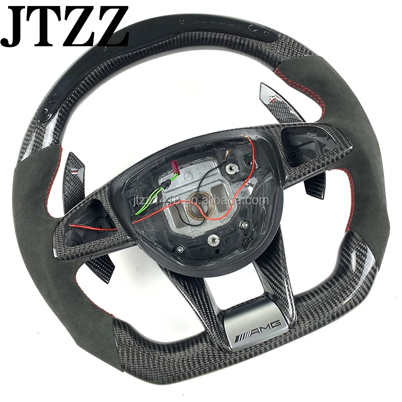 For Mercedes Benz AMG C300 E300GLC GLA GLE CLS 2013 2014 2015 2016 2018 LED display steering wheel carbon fiber leather