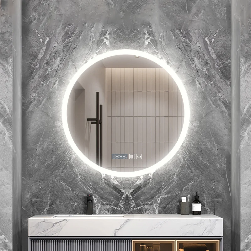 Modern Frameless LED Bathroom Vanity Mirror Smart Anti-Fog Sensor Wall Mounted Rotundity Makeup Suitable for Hotel Home Decor