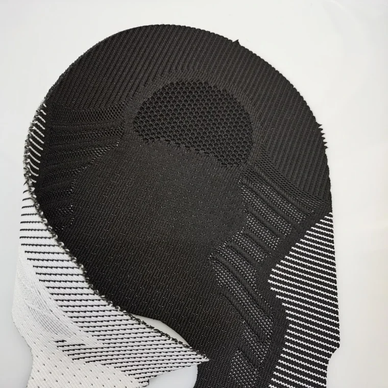 Solid Black Striped Color Mesh Knitted Sneaker Polyester Knitted Upper Mesh Fabric Sport Shoe upper