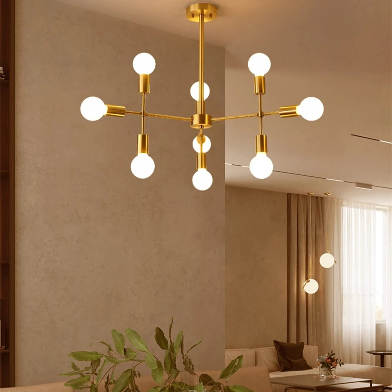 Modern Low Price Commercial Bathroom Matt Black Gold Bronze Iron E27 Led Chandelier Light