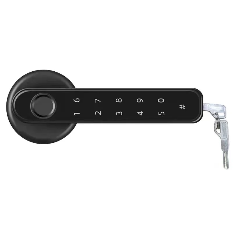 Tuya APP Phone Control Electronic lock  black front door handle level lock bolt
