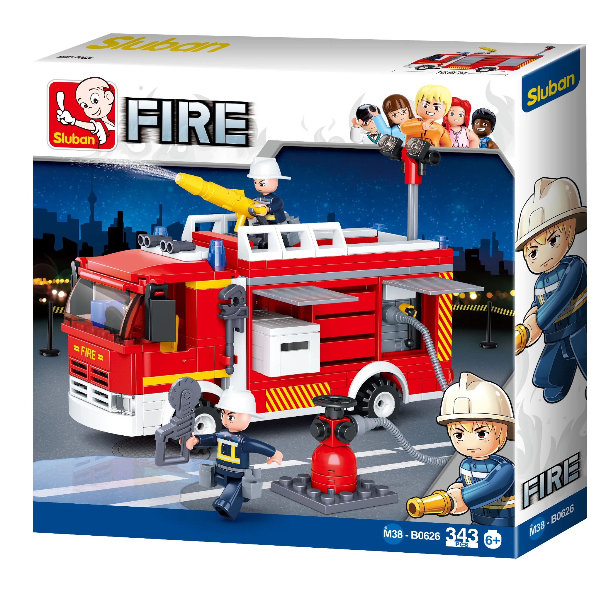 Sluban Building Blocks M38-B0626 Water Tank Lorry of Fire Departments 343PCS Fireman figures Construction Kit for Kids