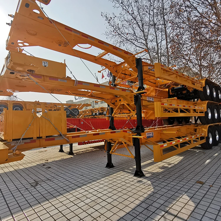 LUEN 2 3 Axles 20ft 40ft shipping Container Transport gooseneck skeleton Container Chassis Semi Truck Trailer