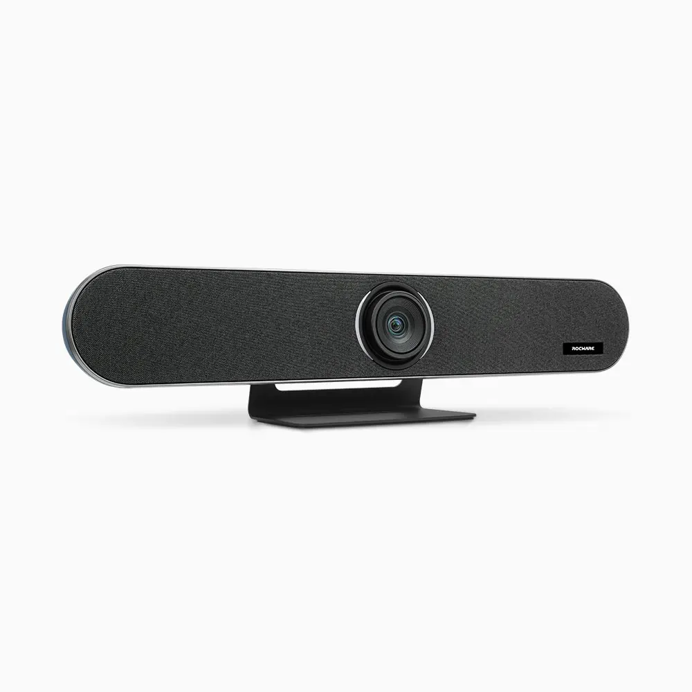 Rocware 120 ° 4K wireless video bar 20 million pixel, support speaker voice tracking  bulit-in 4 mics 10 meters voice pickup up
