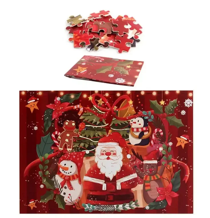 Christmas Gift 1000 Pieces DIY Family Play Cardboard Frame jigsaw puzzle Merry Christmas Puzzle for Kids and Adult
