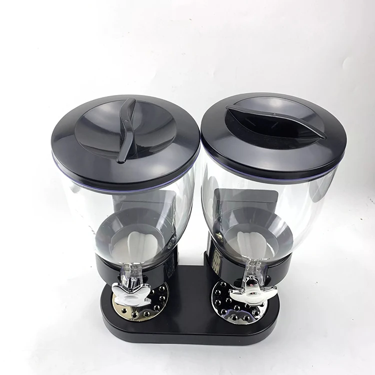 Kitchen Plastic Breakfast Buffet Oatmeal Machine Dry Food Grain Dispenser Double Cereal Dispenser Container