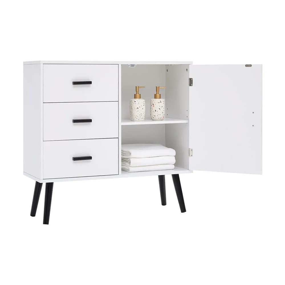 Высококачественная Водонепроницаемая фанера из МДФ патикл-доска деревянная мебель для хранения шкаф ванной комнаты с дверью и регулируемой