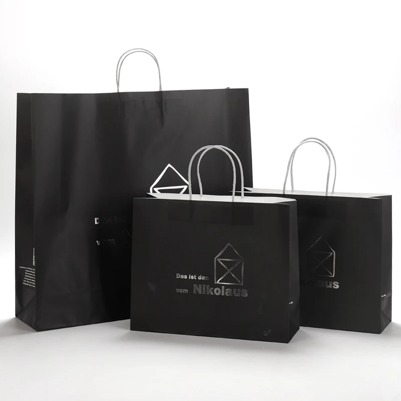 Factory Price Custom Recyclable Kraft White Paper bag with Rope Handle with Logo Accept Custom