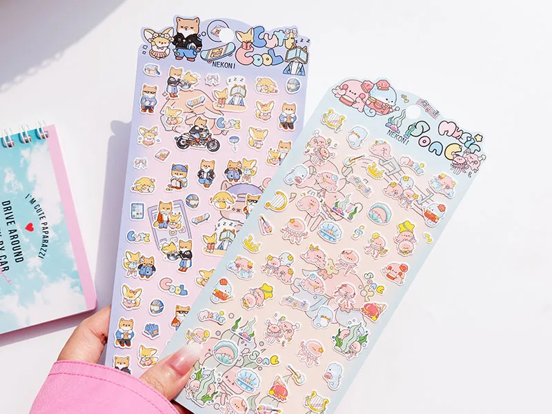 Nekoni Stickers Journal Diary Planner Decals Stickers Labrador Owl Lion Frog Animal Decals Music School Camping Theme Stickers 