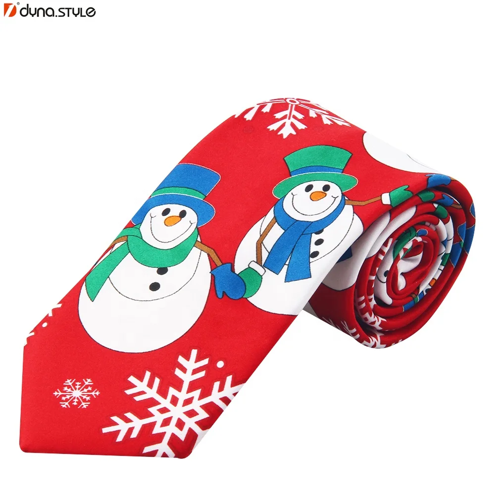 Lazy String-Pulling Polyester Woven Xmas Christmas Tie for Men