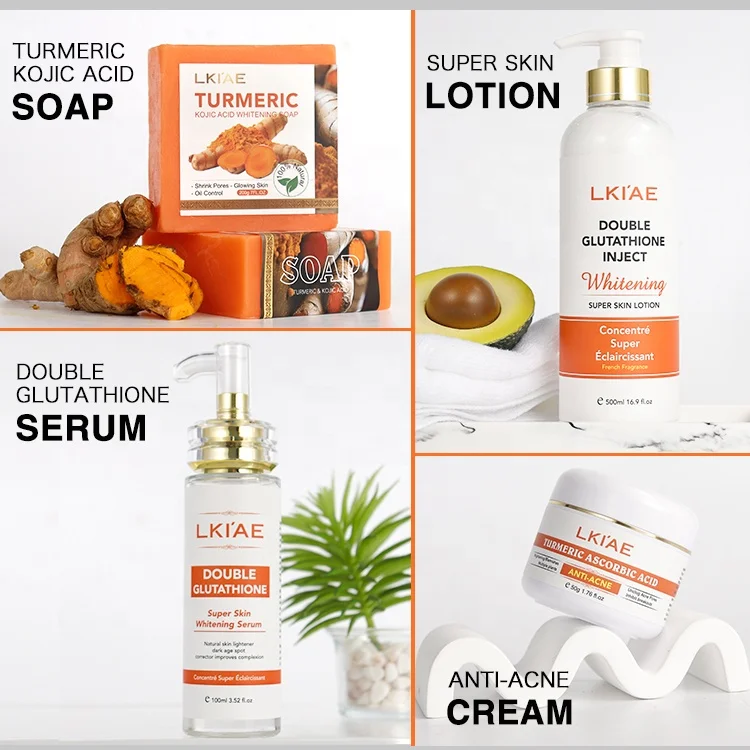 Wholesale Beauty Products Anti-Acne Dark Spot Glutathio Whitening Skin Care Soap Turmeric Sets For Face Skin Care