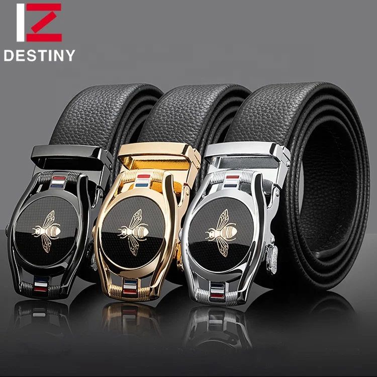 Newest Black Automatic buckle Strap Fashion Bee Luxury Famous Designer Men Genuine Leather Belt