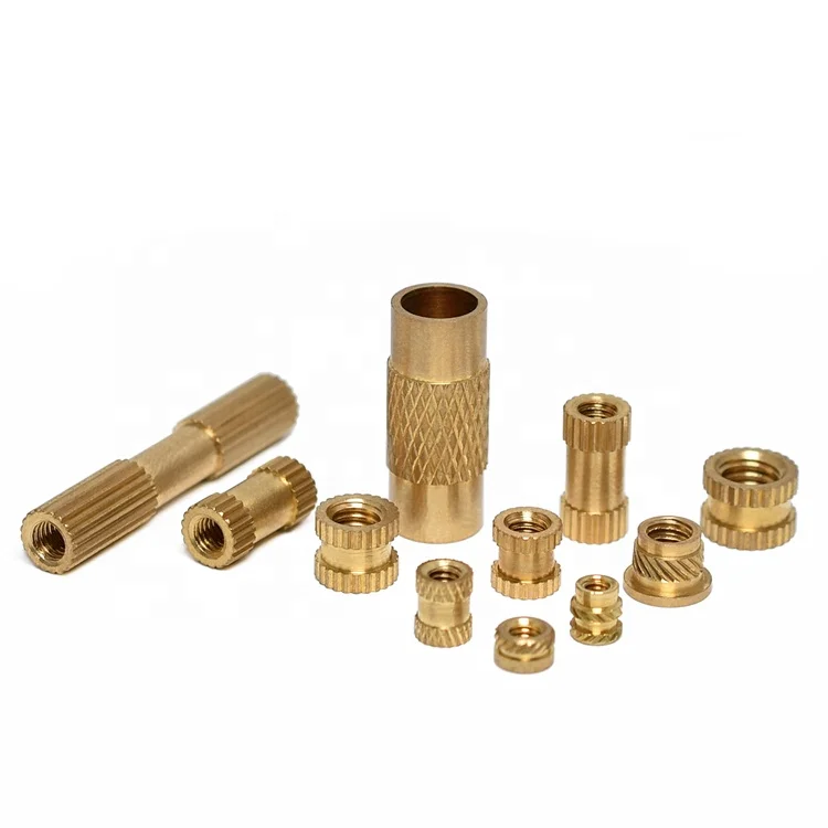 Custom long brass insert nut manufacturer blind hole knurled copper round head heat set threaded heating bolt n nut for plastic
