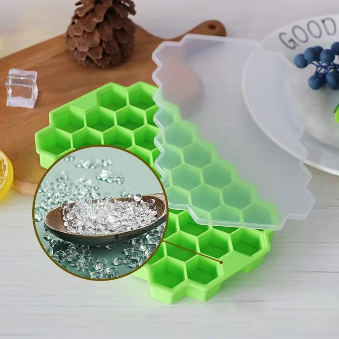 Honeycomb Silicone Ice Cube Tray Square Ice Cube Molds BPA Free Reusable Ice Maker for Whiskey Cocktails