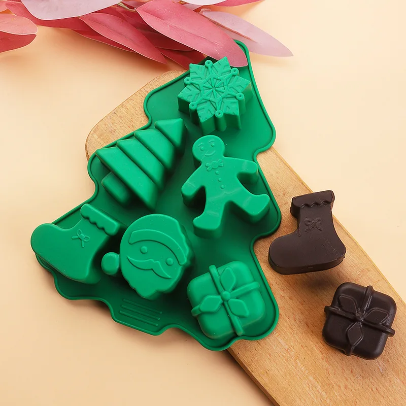 Silicone Christmas Decorating Baking Tray Different Shape Halloween Candy Mold Muffin Model Cake Pan for Dessert Packaged in Bag