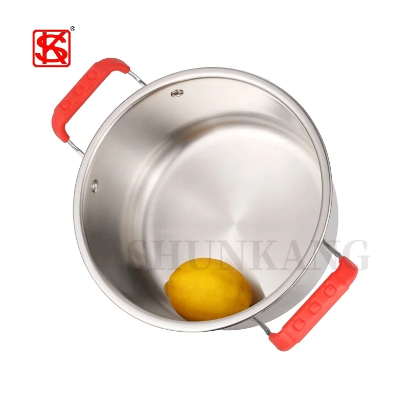 2 Layers Stock pot with steamer 304 Stainless Steel Steam Pot With Silicone Handle