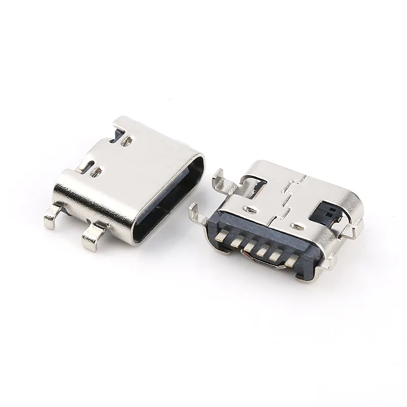 6pin One Row SMT 4 Legs 3A Type-C 3.1 Charging Port Dock Plug Socket Female USB C Connector