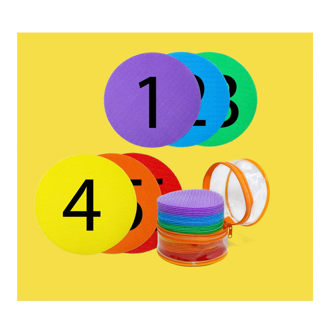 
Hot Sales Digital educational Round Hook Dots Carpet Spot Sit Markers Classroom Circles hook loop for Teachers 