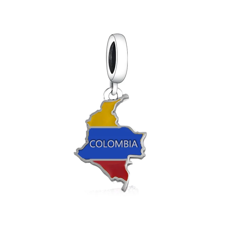 Fit Original Pan Charms Bracelet 925 Sterling Silver Colombia Country Flag Map Pendant Bead For Women Jewelry Making