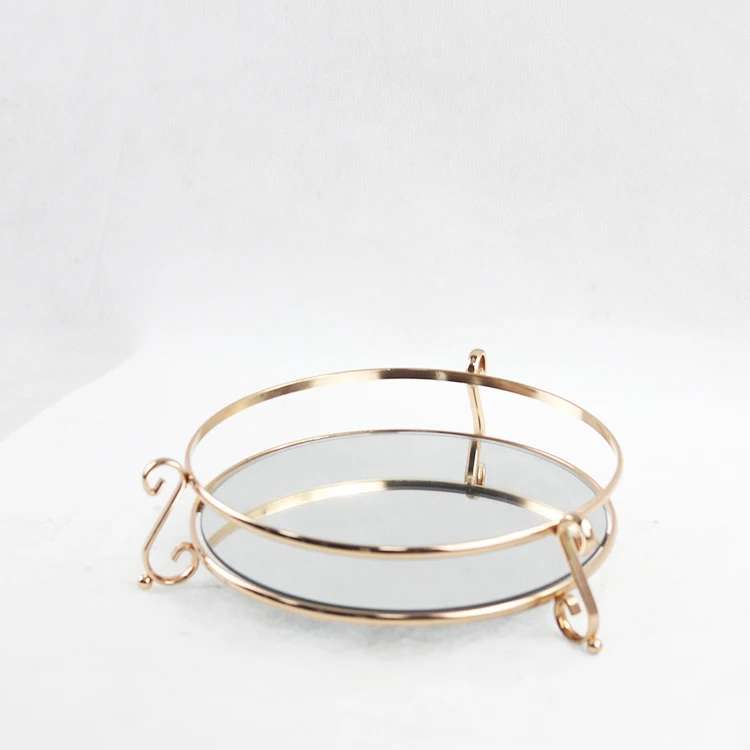 Glass jewelry tray golden mirror tray jewelry storage box tray