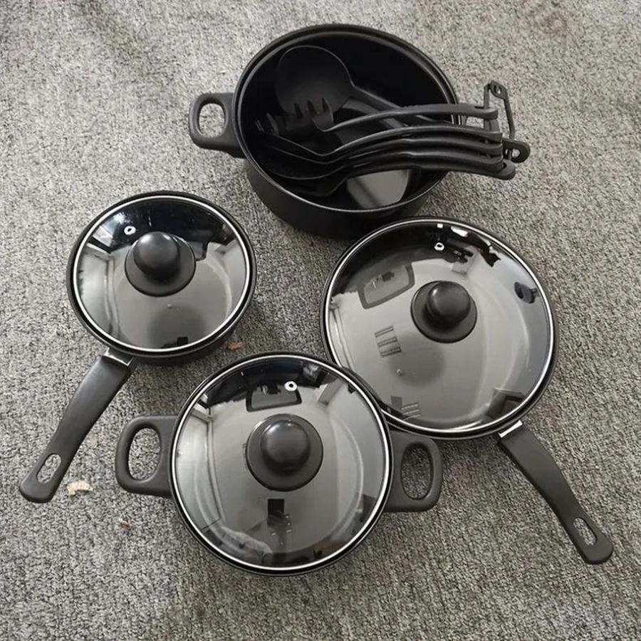 13 pcs set best price carbon steel  non stick cookware sets promotion gift products saucepan red