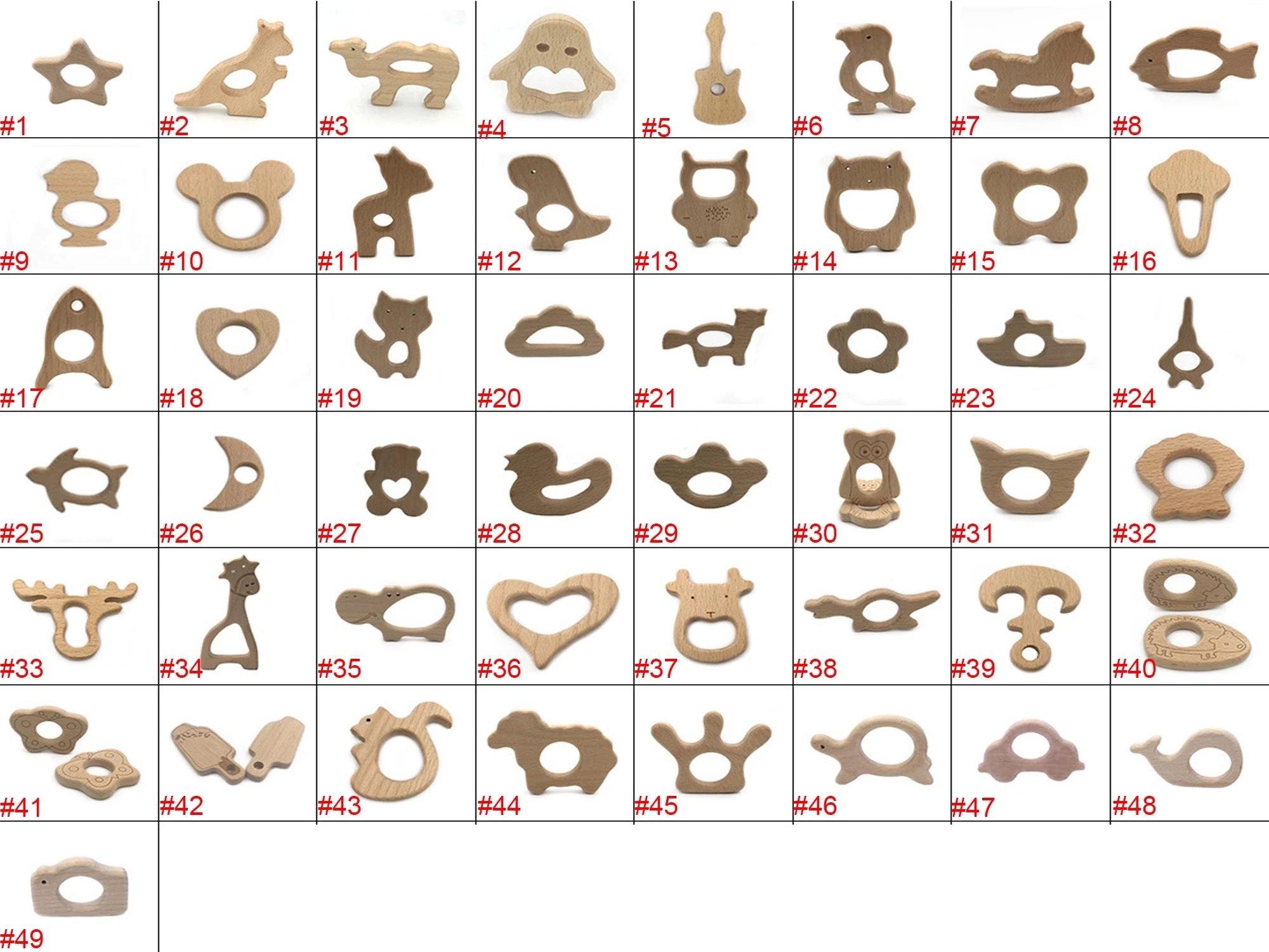 Оптовая продажа заказной бук деревянный Прорезыватель для зубов для детей цепной Прорезыватель