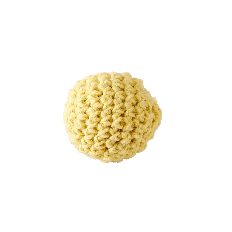 20mm Colorful Crochet Round Ball Beads for Bracelet Jewelry Hand-crocheted Wooden Bead Cotton Thread Teething Baby Toys