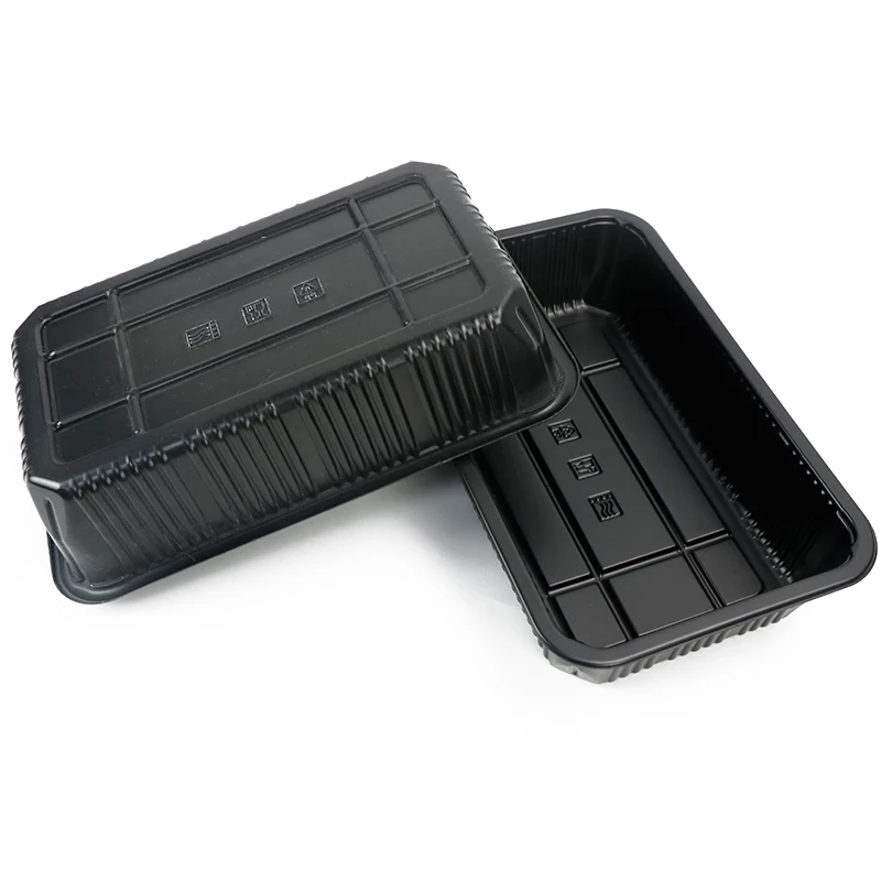 black PP meat tray packaging map meat tray disposable food tray