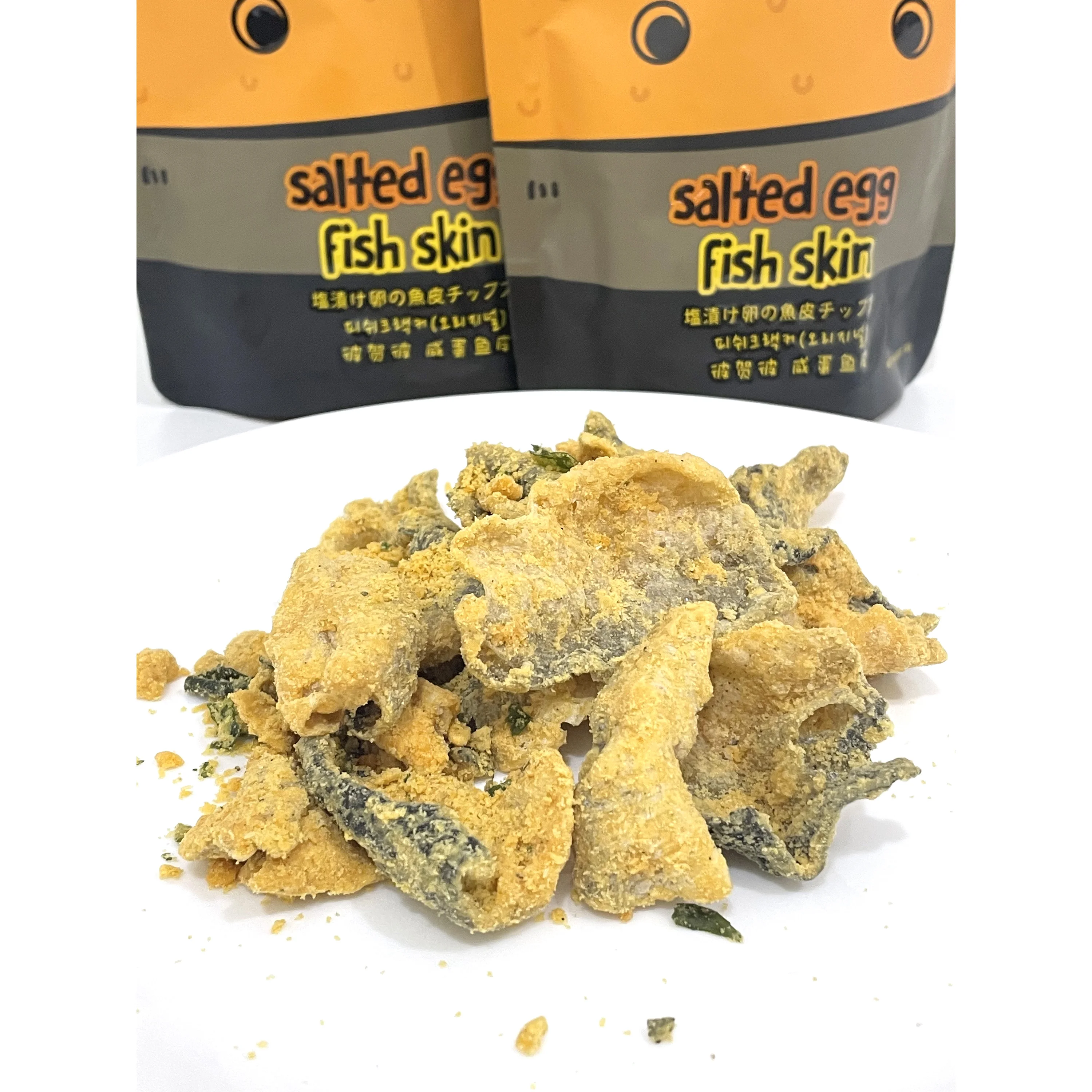 Crunchy Seafood Snack Salted Egg Flavor Fish Skin Snack Malaysia Premium Healthy Snack 0% Trans Fat Lowest Price